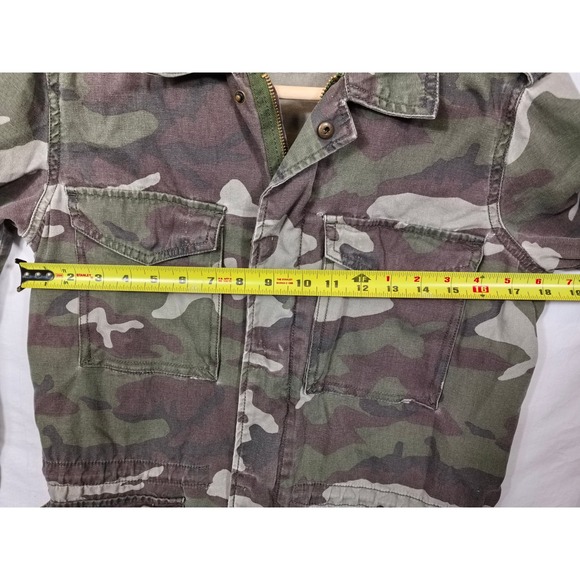 Teacoot Camouflage Utility Jacket Army Green Military Style Pockets Size S - Picture 6 of 11